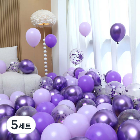 피앤비유니티 풍선 50p 세트 보라, 03 라벤다 컨페티 4색혼합 A, 5세트