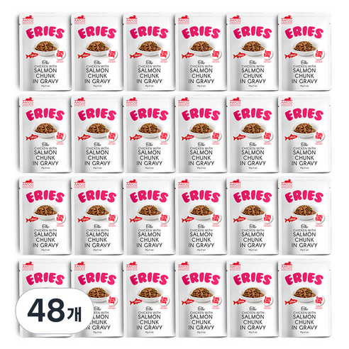 에리에스 고양이 주식 파우치 습식사료, 연어, 85g, 48개