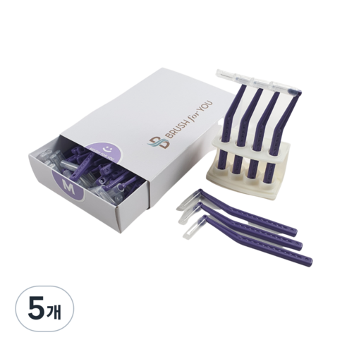 브러쉬포유 L형 치간칫솔 M 1.2mm 50p + 거치대 세트, 5개