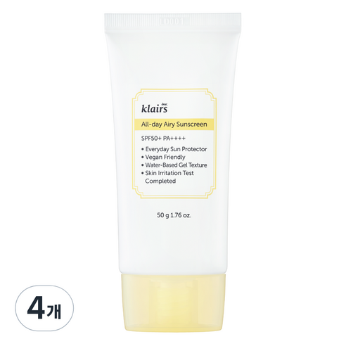 클레어스 올 데이 에어리 선크림 SPF50+ PA++++, 50g, 4개