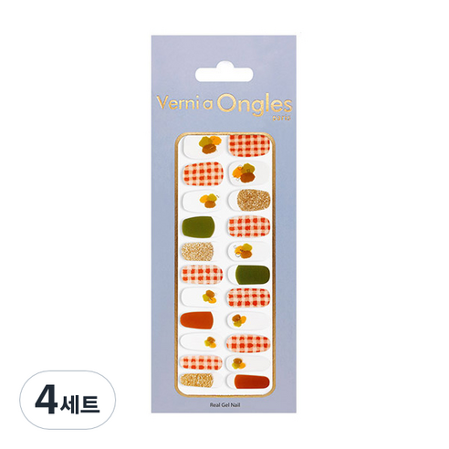 베르니아옹글스 리얼 젤네일 스티커 22p + 파일 + 알콜솜 세트, V-42 가을피크닉, 4세트