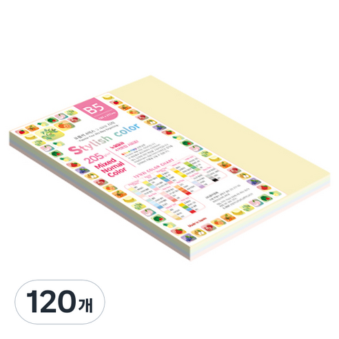 종이문화 SN 스타일리쉬 노멀 두꺼운 혼합색지 205g 01 Tone Shallow, 120개, B5