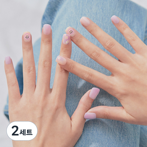 데싱디바 매직프레스 네일팁 30p 세트 숏 스퀘어, 샤이 스마일, 2개