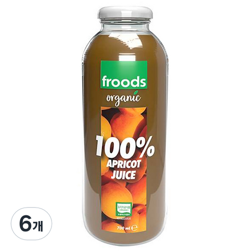 프루즈 유기농 살구 착즙주스, 700ml, 6개