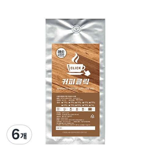 커피클릭 콜롬비아 수프리모 분쇄 커피, 더치, 200g, 6개