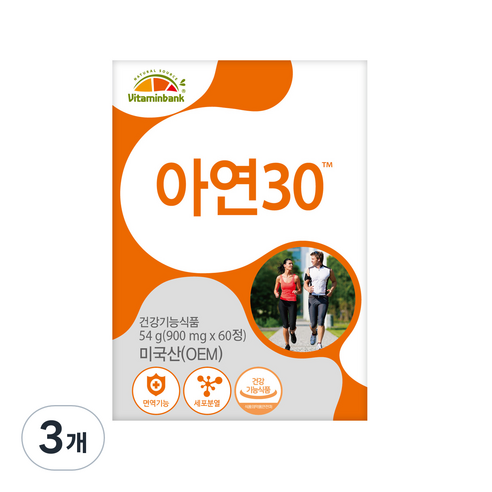 비타민뱅크 아연 30 54g, 60정, 3개