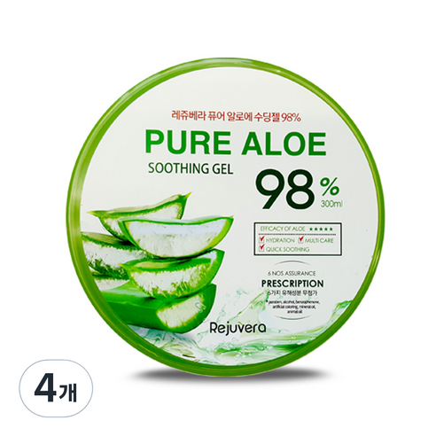 레쥬베라 퓨어 알로에 98% 수딩 젤, 300ml, 4개