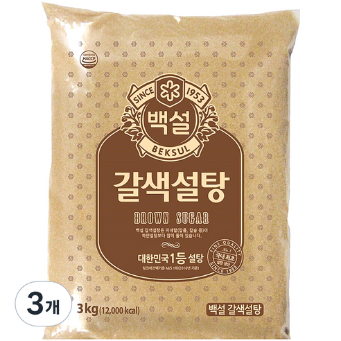 백설 갈색설탕, 3kg, 3개