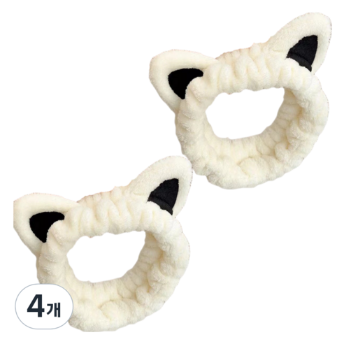 다정다감 도톰한 냥이 세안 헤어밴드 20 x 20 cm, 베이지, 4개