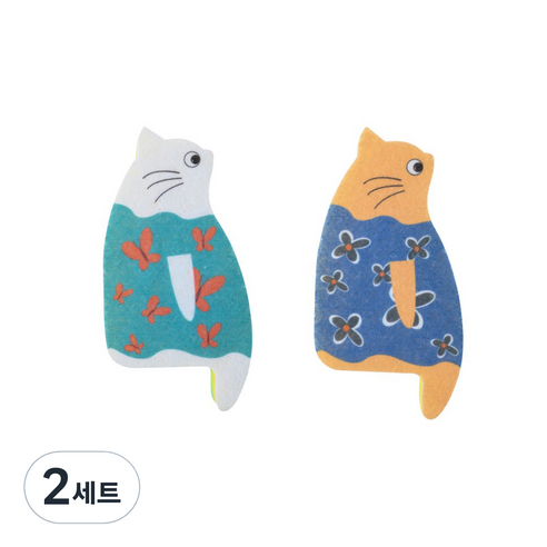 고양이 스펀지 수세미 2종 세트, 2세트