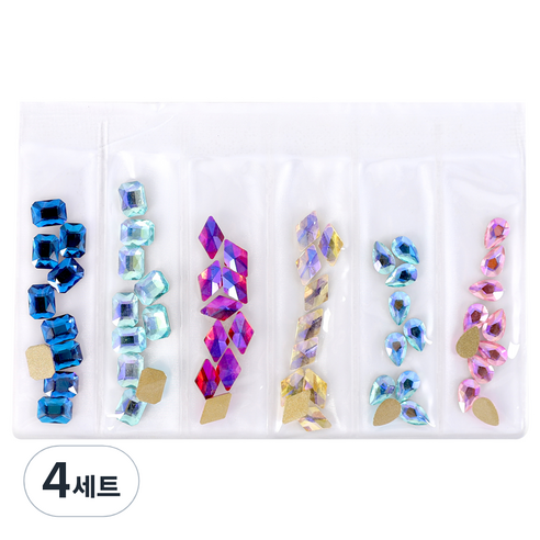 메이브라운 대용량 네일파츠 오로라빛 토탈 네일스톤 세트 M02218, 혼합 색상, 4세트