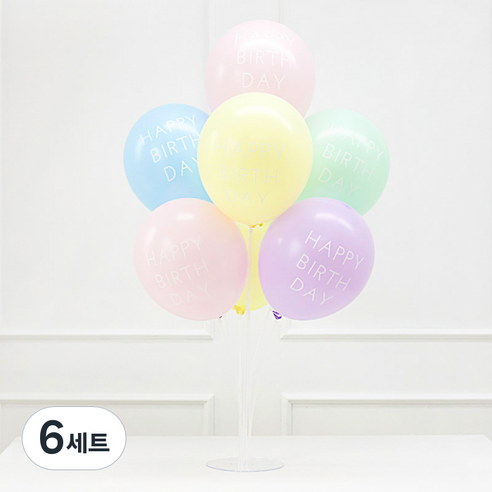 조이파티 스탠드 풍선 세트 파스텔 생일캐피탈레터, 6세트