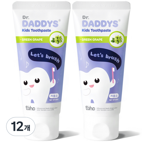 닥터데디스 아동용 저불소 키즈 치약, 60g, 12개