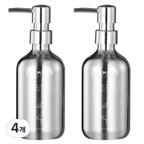 윈프라이스 크롬 미러 리필 디스펜서 샴푸리필용 500ml, 실버, 4개