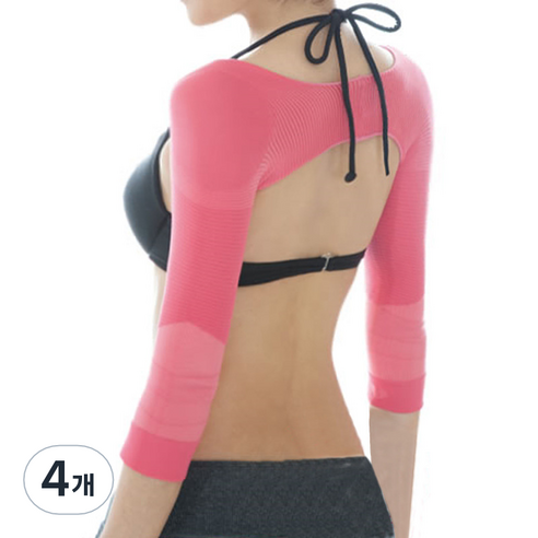 므뮤 여성용 바른자세 어깨 허리 등 긴팔 디자인 밴드 핑크 XL, 4개