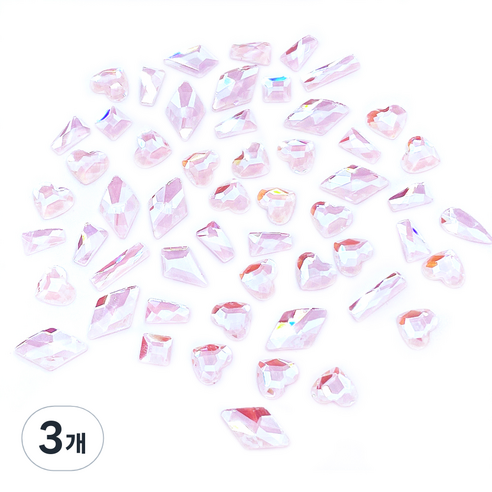 시크핏 네일 스톤 파츠, 3개, 오로라핑크