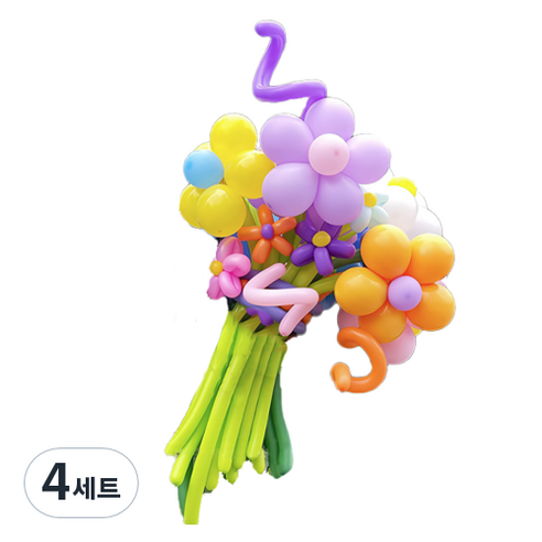 타이탄 잔치 생일 파티 이벤트 풍선 꽃다발 플라워 + 펌프 세트, 8(풍선), 랜덤발송(펌프), 4세트