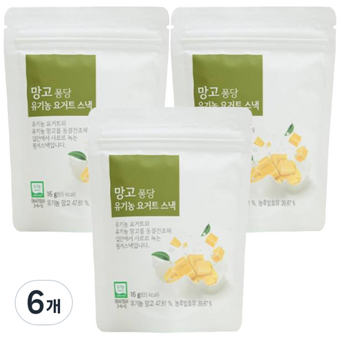 ORGA 퐁당 요거트 스낵 16g, 망고맛, 6개