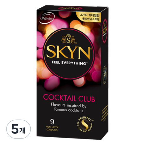 SKYN 라이프스타일 스킨 칵테일클럽 콘돔, 5개, 9개입
