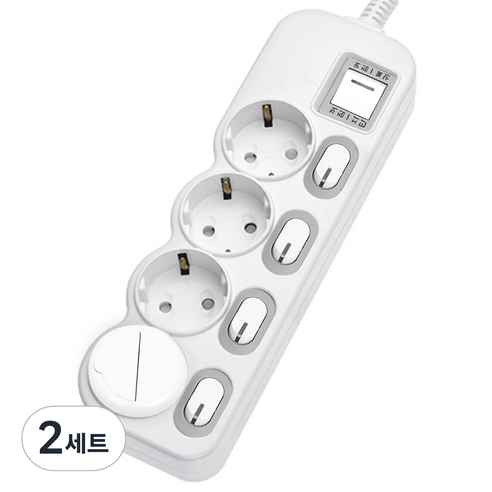 에코파워탭 국산 LED 개별 멀티탭 4구 EPM-L304SS 안전커버, 3.5m, 2세트