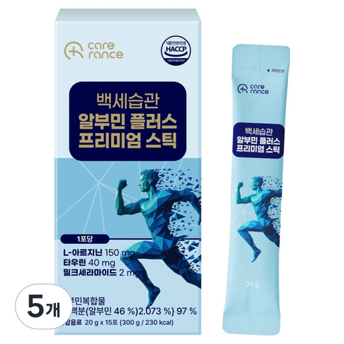 케어란스 백세습관 알부민 플러스 프리미엄 스틱 15p, 5개, 300g