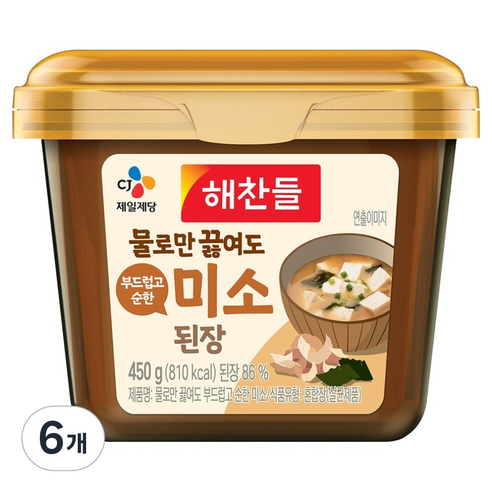 해찬들 물로만 미소된장, 6개, 450g