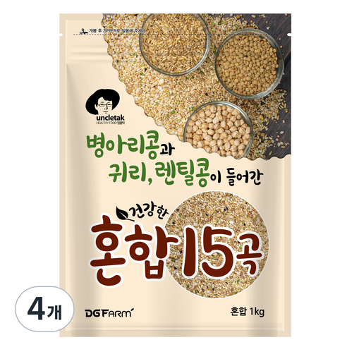 엉클탁 병아리콩과 귀리 렌틸이 들어간 혼합 15곡, 1kg, 4개