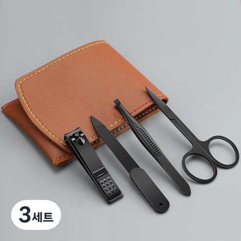 부캐본캐 여행용 손톱 발톱깎이 4종 세트, 3세트, 블랙