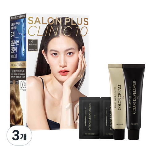 미쟝센 살롱 PLUS CLINIC 10 염색제, 차콜브라운, 3개