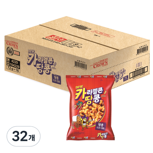 크라운 카라멜콘 땅콩, 72g, 32개