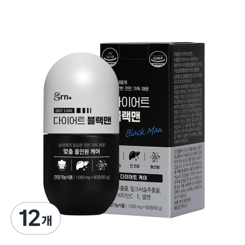 GRN 다이어트 블랙맨 60g, 60정, 12개