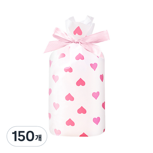 베리구즈 선물포장 구디 리본 기프트백, 2 하트 핑크, 150개