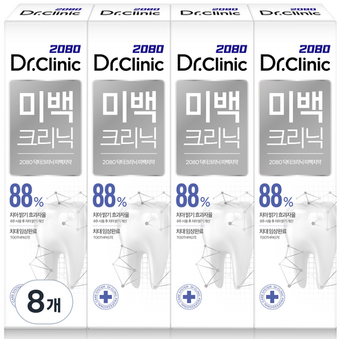 2080 닥터크리닉 미백크리닉 치약, 120g, 8개