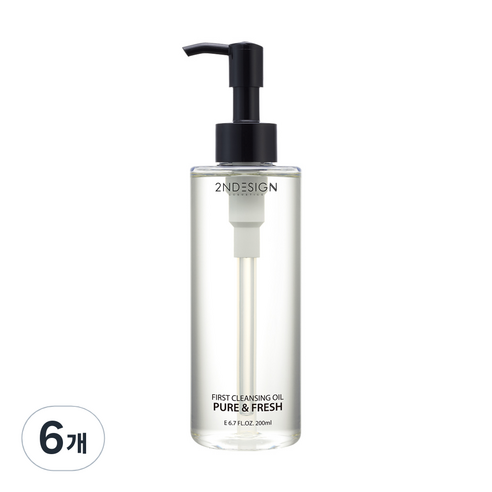 세컨디자인 퍼스트 클렌징 오일 퓨어 앤 프레쉬 블랙, 6개, 200ml