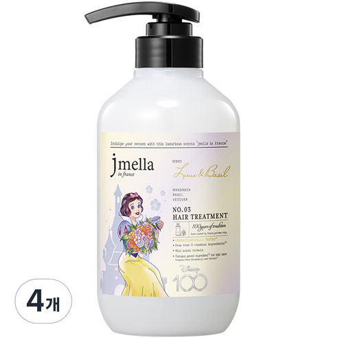 제이멜라 디즈니100 에디션 라임 앤 바질 헤어 트리트먼트 만다린향, 500ml, 4개