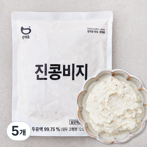 생채움 진콩비지, 1kg, 5개
