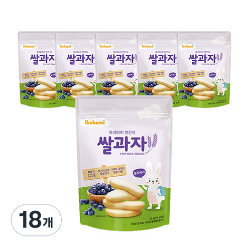 아이뽀뽀미 쌀과자 30g, 18개, 블루베리