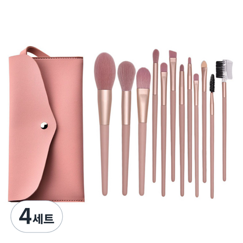 데일리프렌즈 유미네 메이크업 브러쉬 12종 + 파우치 세트, 사쿠라, 4세트
