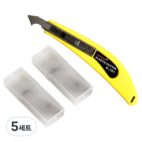 모나코올리브 아크릴 커터 컷팅 칼 + 기본칼날 3p + 추가칼날 20p 세트, 노랑(칼), 5세트