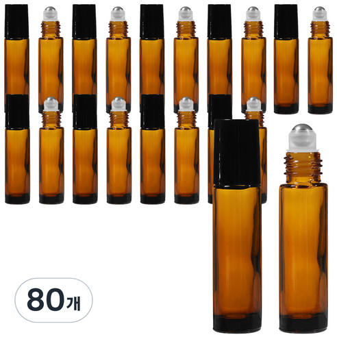 롤온 향수 공병 10ml, 블랙(캡) + 브라운(용기), 80개