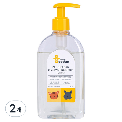 마이펫닥터 제로클린 강아지 식기세제 바나나향, 280g, 2개
