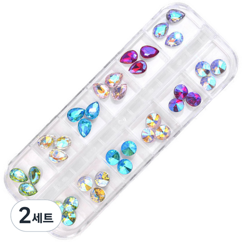 메이브라운 3D컷 네일스톤파츠 비비드 12종 M02180, 혼합 색상, 2세트