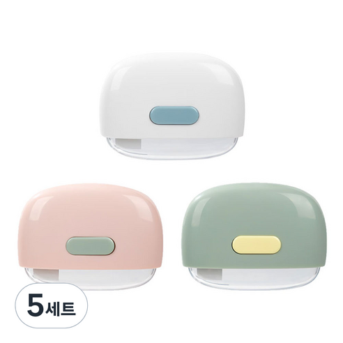 델리 동글이 미니 세라믹 안전컷터 3종 세트 TD260, 화이트, 핑크, 그린, 5세트