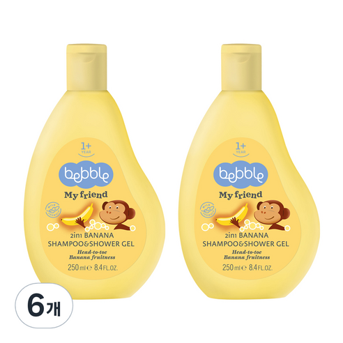 베블 마이프렌드 2in1 샴푸 앤 샤워젤 유아 올인원클렌저 바나나, 250ml, 6개