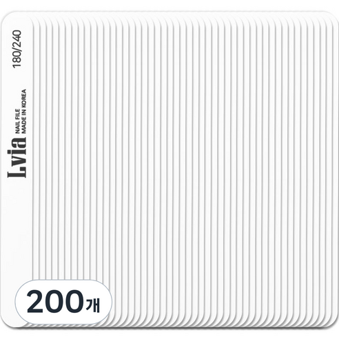 엘비아 180/240 우드 손톱 파일, 200개, 화이트