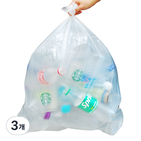 그린팩코리아 평판 쓰레기봉투 투명 200p, 40L, 3개