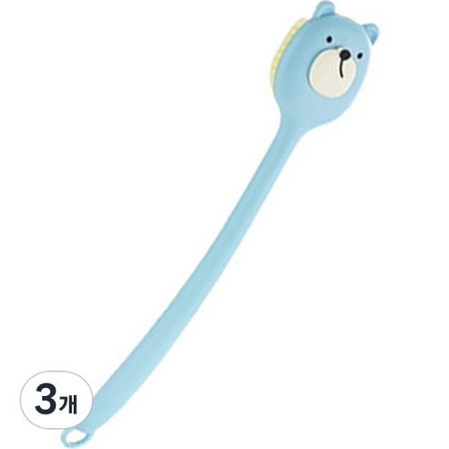 지비비 곰돌이 바디 등 샤워솔, 블루, 3개, 1개입