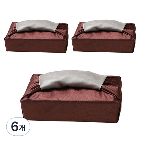 통샵 실크 겹 보자기 70 x 70 cm, 브라운 + 아이보리(106), 6개