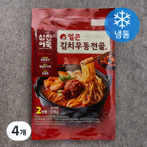 삼진어묵 얼큰 김치우동전골 (냉동), 576g, 4개