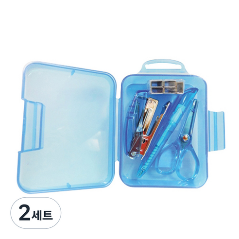 DA MAO 미니문구세트 BOX형 블루, 2세트